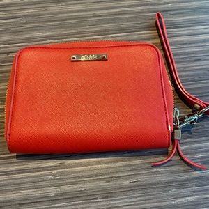 Stella & Dot Orange/Red Clutch/Wallet With Wristlet
